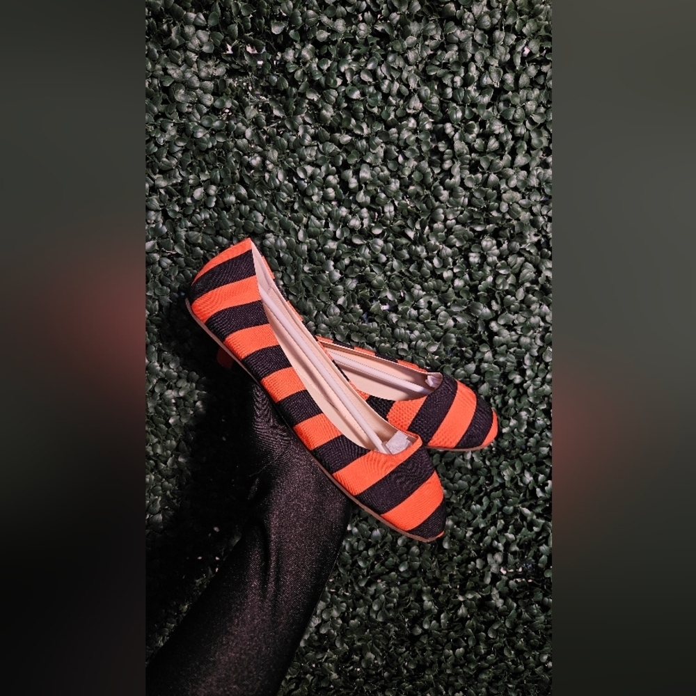Striped Orange and Black Women's Flats